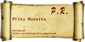 Pritz Rozvita névjegykártya